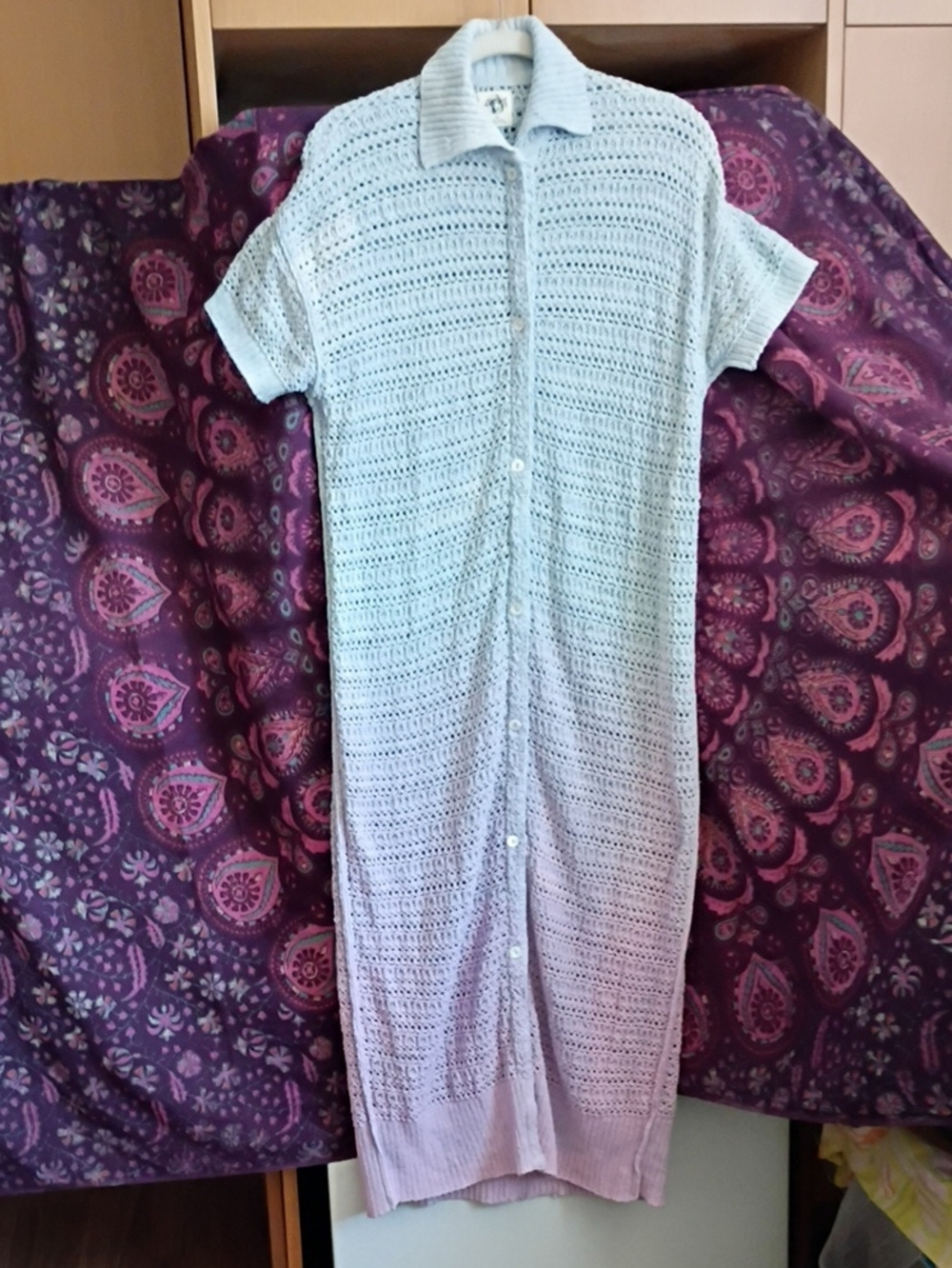 FP We The Free Crochet Knit Buttoed Down Cardigan One-Piece sz XS